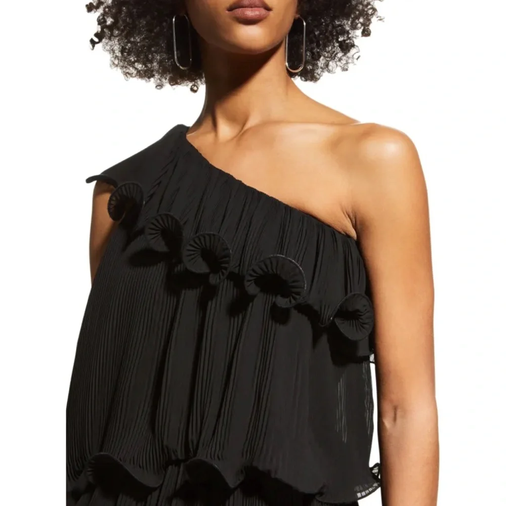 Milly Black Layered Ruffle Mini Dress - Picture 4 of 8